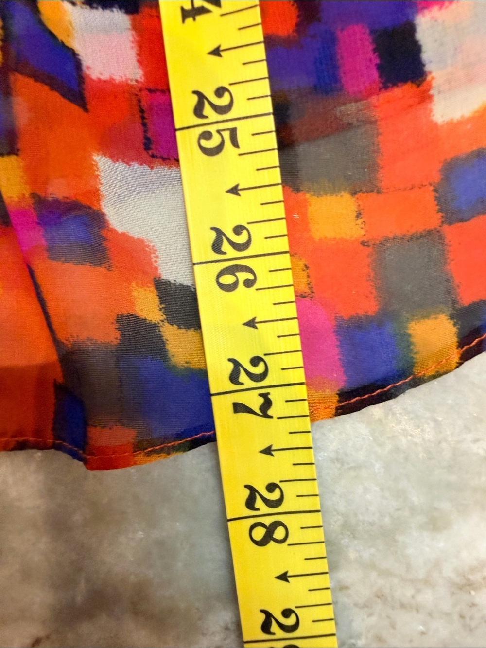 Allen B Large Abstract Print Peplum Blouse Colorful Sheer Flowy Top - Picture 8 of 9